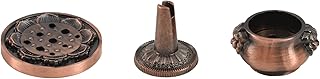 Incense Burner, 3Pcs Red Copper Cone Holder Bowl-Shape Incense Burner for Joss Stick, Tower Incense, Incense Coil (3 Styles)