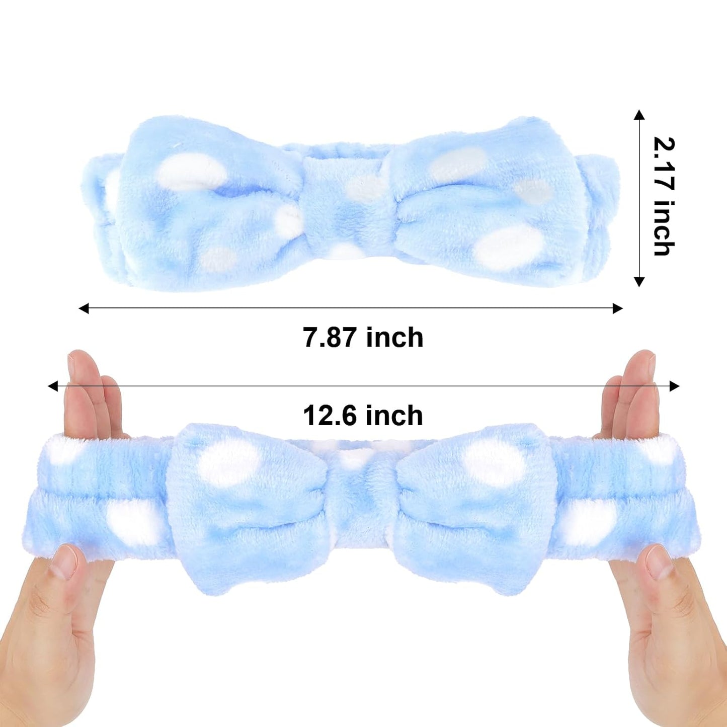 Jaciya Spa Makeup Headband Skincare Headband for Washing Face Spa Gifts for Women 8 Packs Bachelorette Party Favors Wedding Hair Accessories(Blue with White Polka Dots)