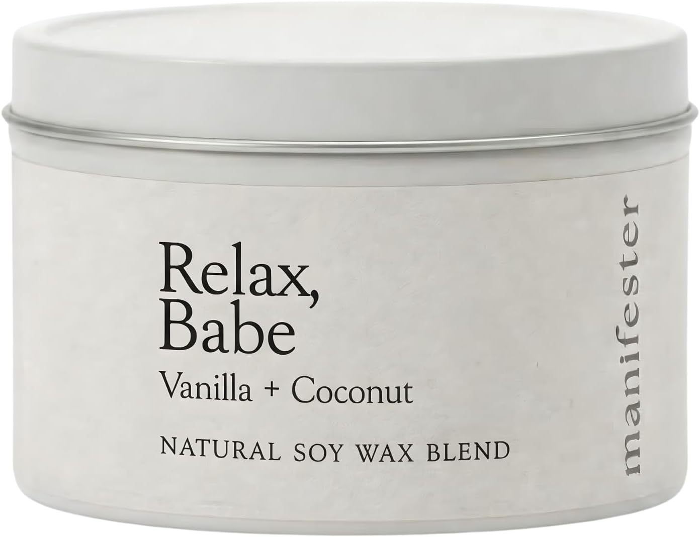 Natural Soy Wax Candle with Mantra – Clean Burn 100% Cotton Wick (No Lead or Zinc) – Phthalate-Free & Paraben-Free – Long-Lasting – Gift for Women – 6 oz (Relax, Babe Vanilla + Coconut)