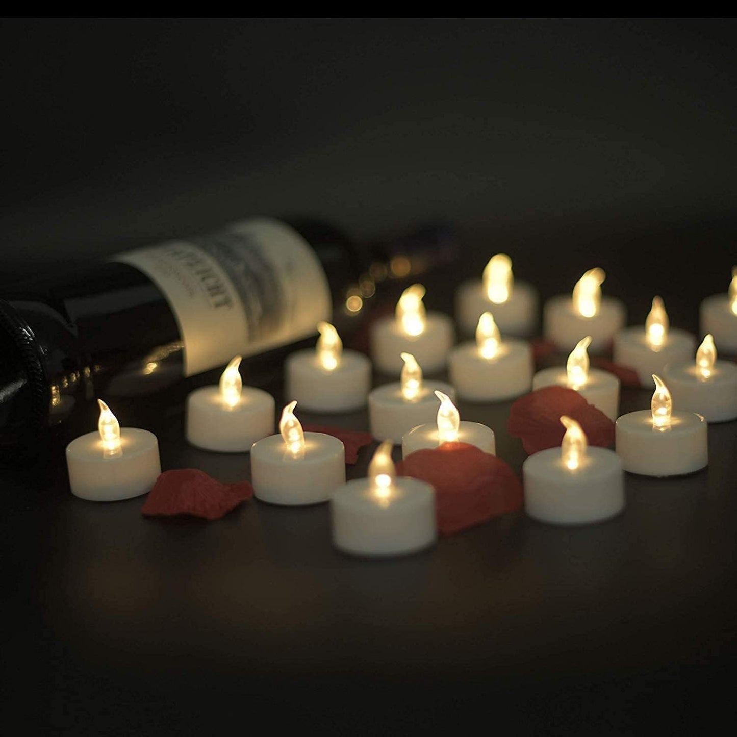 Battery Operated Flameless Tea Lights, Led Flickering Electric Votive Candle 24 Pack Realistic and Bright for Seasonal, Festive Celebrations and Holiday Gifts Warm White Lamp Long Lasting