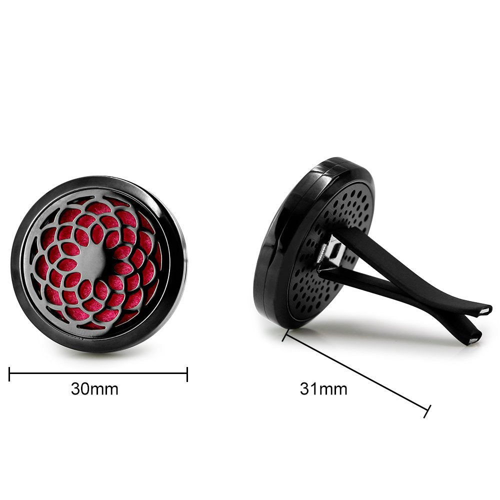 RoyAroma Car Air Freshener Vent Clip - 2PCS 30mm Black Car Essential Oil Diffuser Vent Clips for Home Office Room with 12 Felt Pads Mother's Day, Birthday Gift for Women & Men