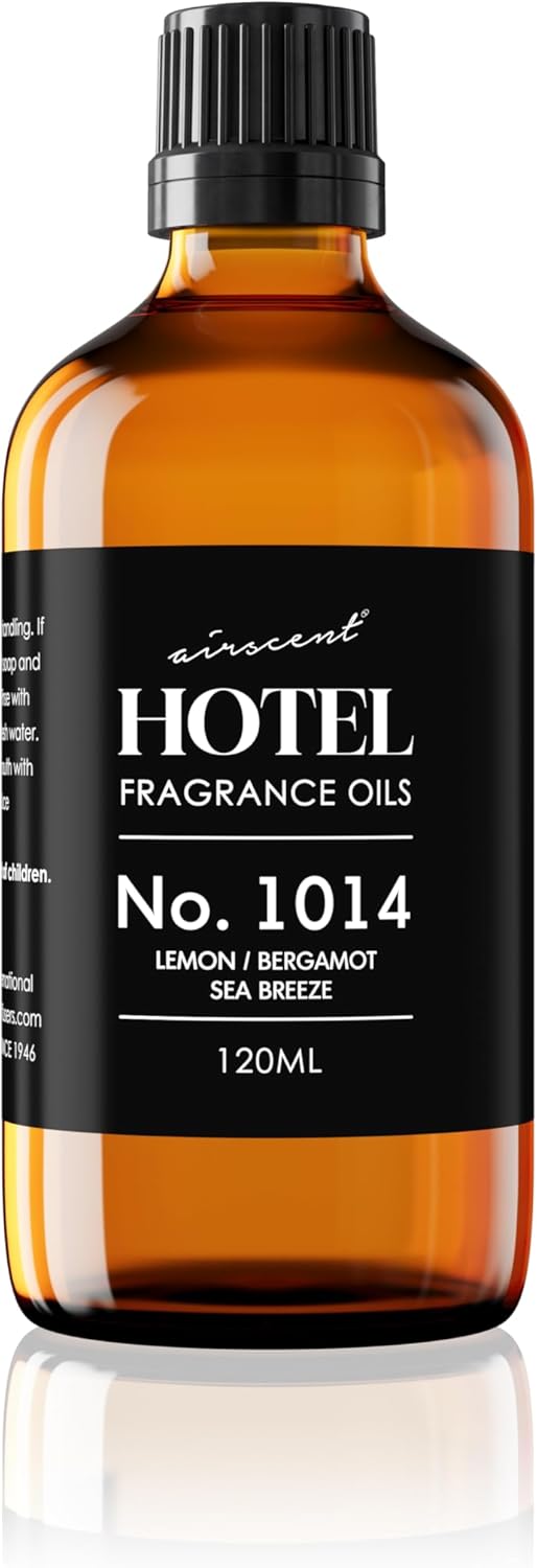 AirScent Hotel Diffuser Oil No. 1014 - The Iconic 5-Star Hotel Coastal Blend - Lemon Bergamot Sea Breeze - 120 mL Hotel Diffuser Oil for Ultrasonic and Waterless Diffusers and Crafting