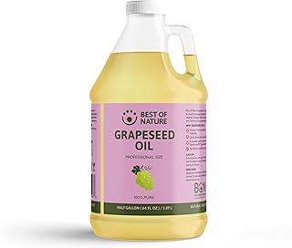 Best of Nature 100% Pure Grapeseed Oil - Unscented, Lightweight, Non-Greasy Moisturizer for Hair, Skin, Face & Aromatherapy, Carrier Oil for Essential Oils, Half Gallon (64 fl oz)