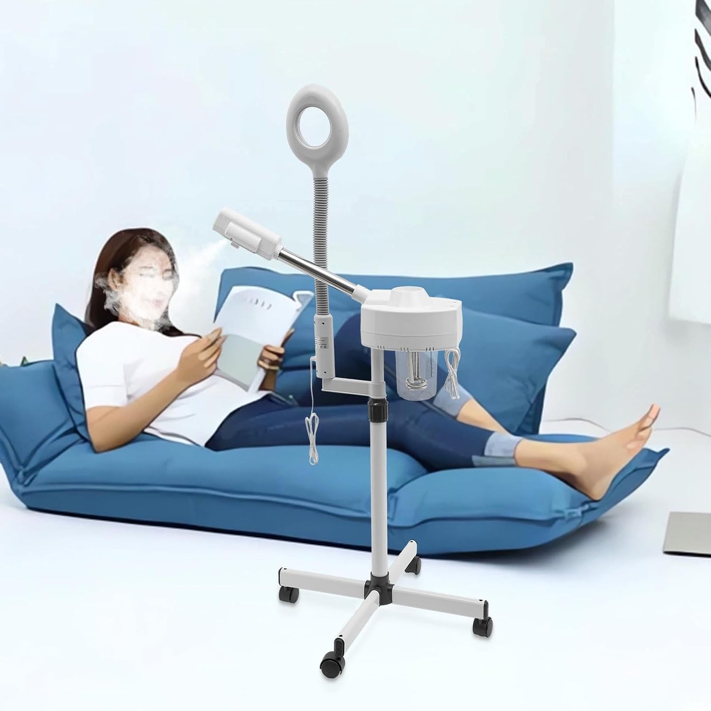 2-in-1 Facial Steamer with 3x/5x Magnifying Lamp, 107.6°f Warm Mist 800w 110v Fast Heat 3-5min, 23oz Water Tank Auto Shut-Off for Home Beauty Salon Spa Skin Care