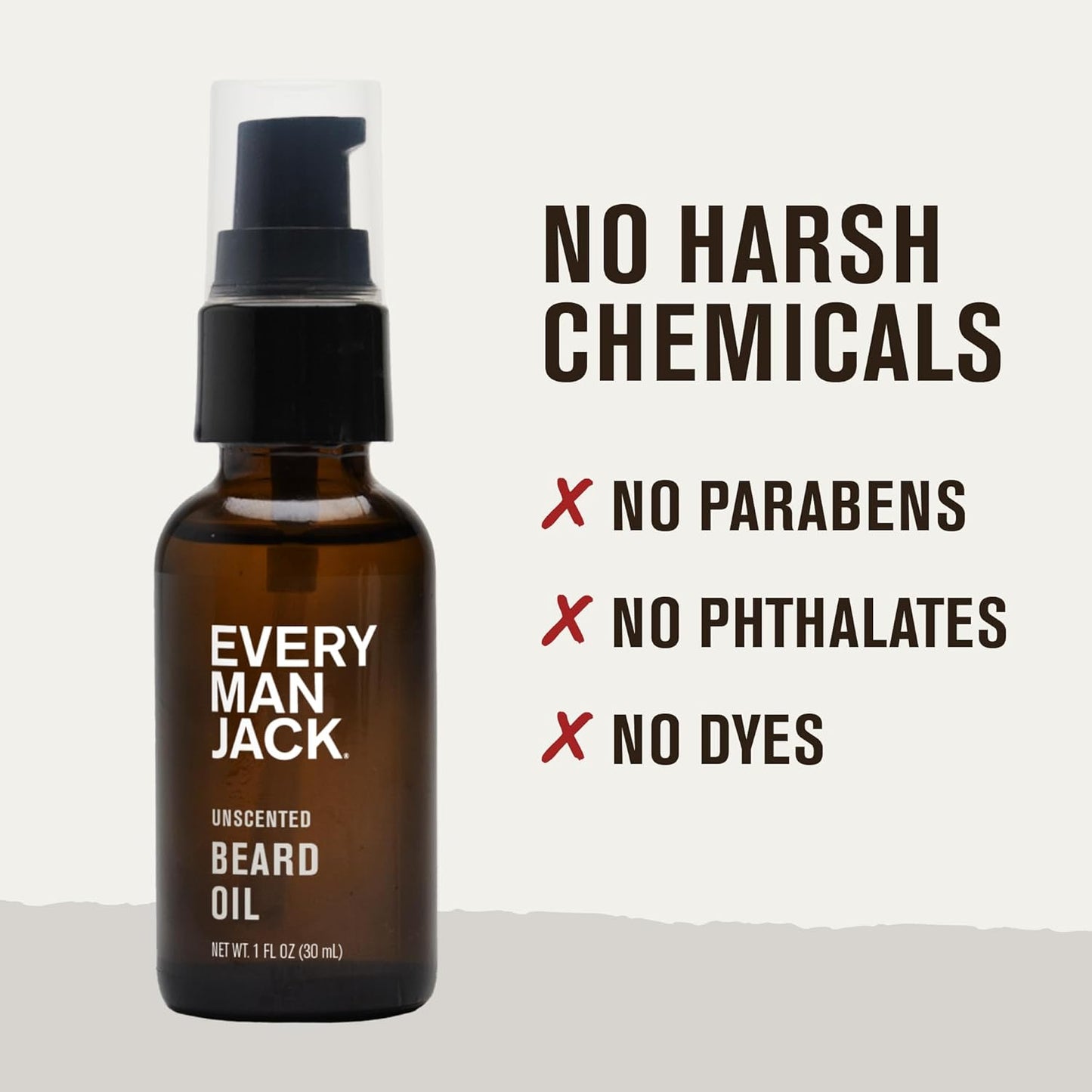 Every Man Jack Unscented Beard Oil for Men - Fragrance Free for Sensitive Skin - Naturally Moisturizes and Softens Beard w/Shea Butter & Argan Oil - 1 fl oz