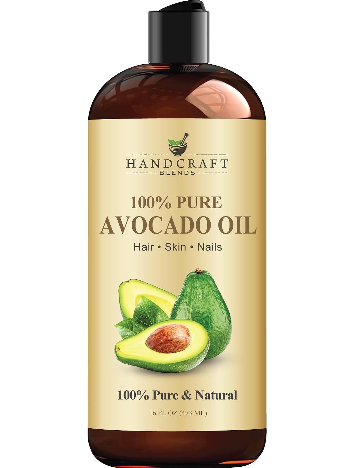 Handcraft Blends Avocado Oil - Cold-Pressed 16 Fl Oz - 100% Pure and Natural - Premium Grade Carrier Oil for Skin and Hair
