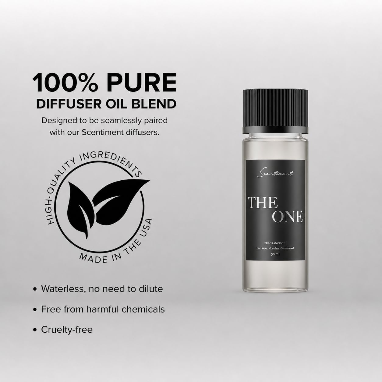 Scentiment The One Diffuser Oil - Premium Hotel Scent with Notes of Cardamom, Leather, Lemon with Cinnamon & Sandalwood Home Scent, Hotel Fragrance Oil Diffuser Refill - 1.69 fl oz (50 mL)