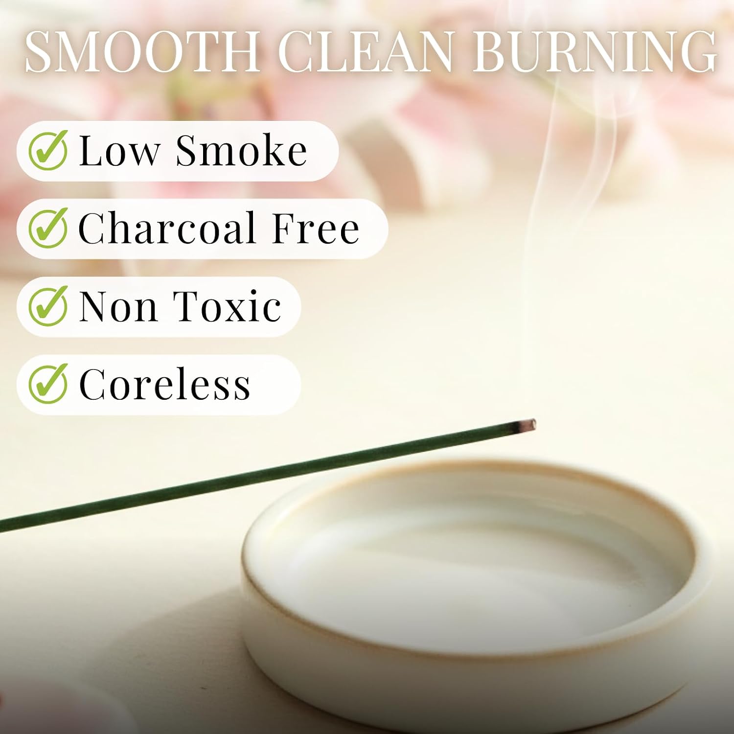 Pure Lily Luxury Japanese Incense Sticks 60sticks Bergamot Vanilla Jasmine Coreless Low Smoke Natural Charcoal Free Non Toxic Aromatherapy Meditation Calming Stress Relief Relaxation Yoga TOMORI