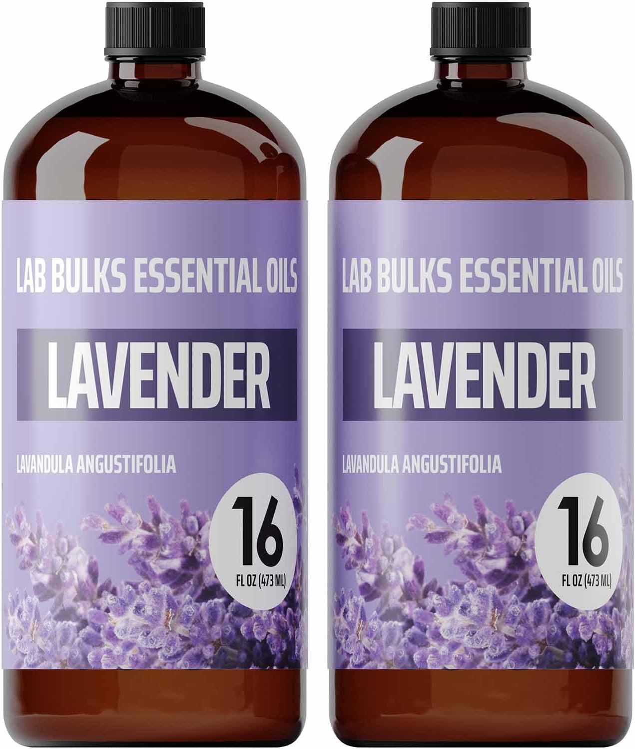 Lab Bulks Essential Oil (2-Pack) Lavender Essential Oil for Diffusers, Candles, Hair, Spray, Home – 16 oz Bulk