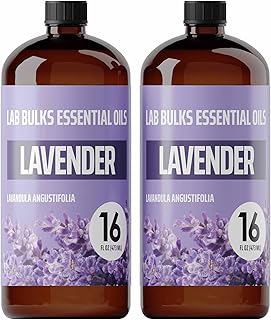 Lab Bulks Essential Oil (2-Pack) Lavender Essential Oil for Diffusers, Candles, Hair, Spray, Home – 16 oz Bulk