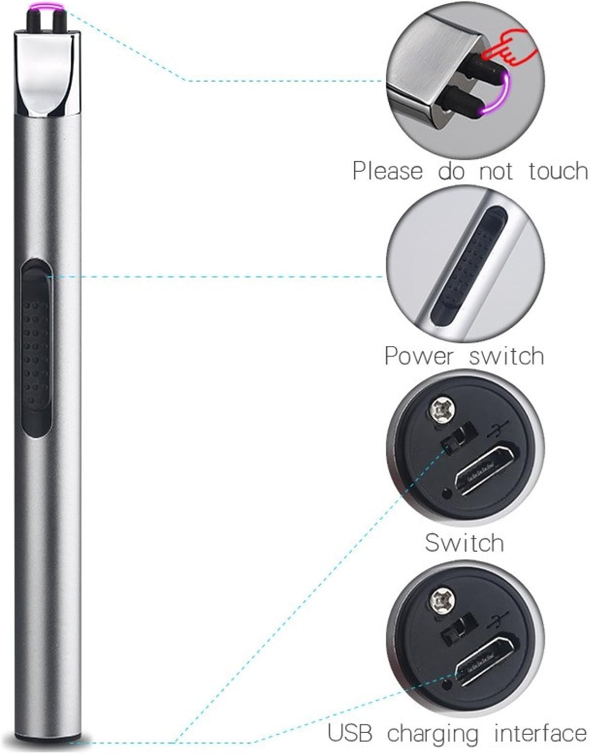 USB Arc Rechargeable Windproof Long Lighter, Electric Candle Lighter Day Gifts for Mom from Daughter Son Birthday Gifts for Mom Women Men Wife Sister (BU)