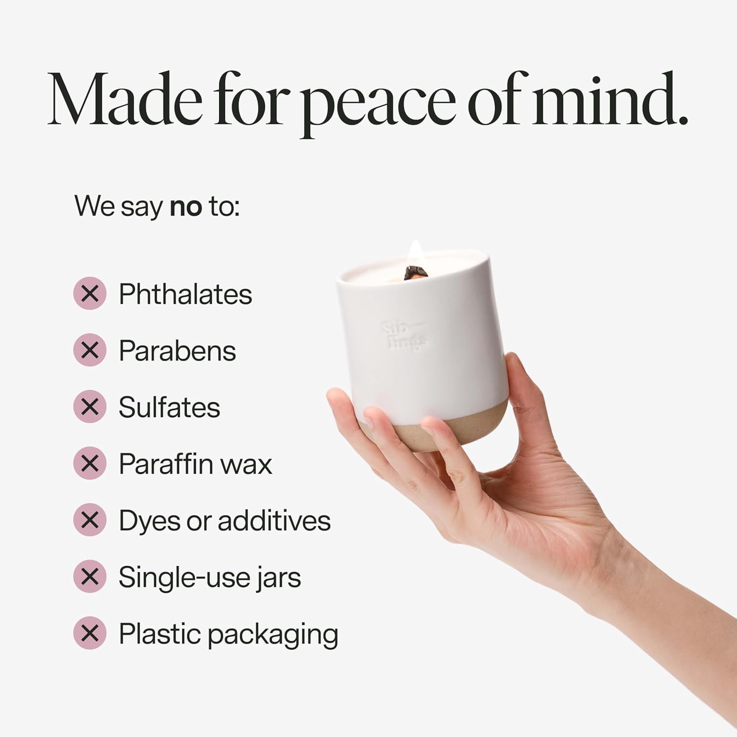 Siblings Ritual Set – Candle with Refillable Forever Vessel and Coconut Soy Wax Refill – Scent No 05 Clove, Lavender, Cedarwood – 60 Hour Burn
