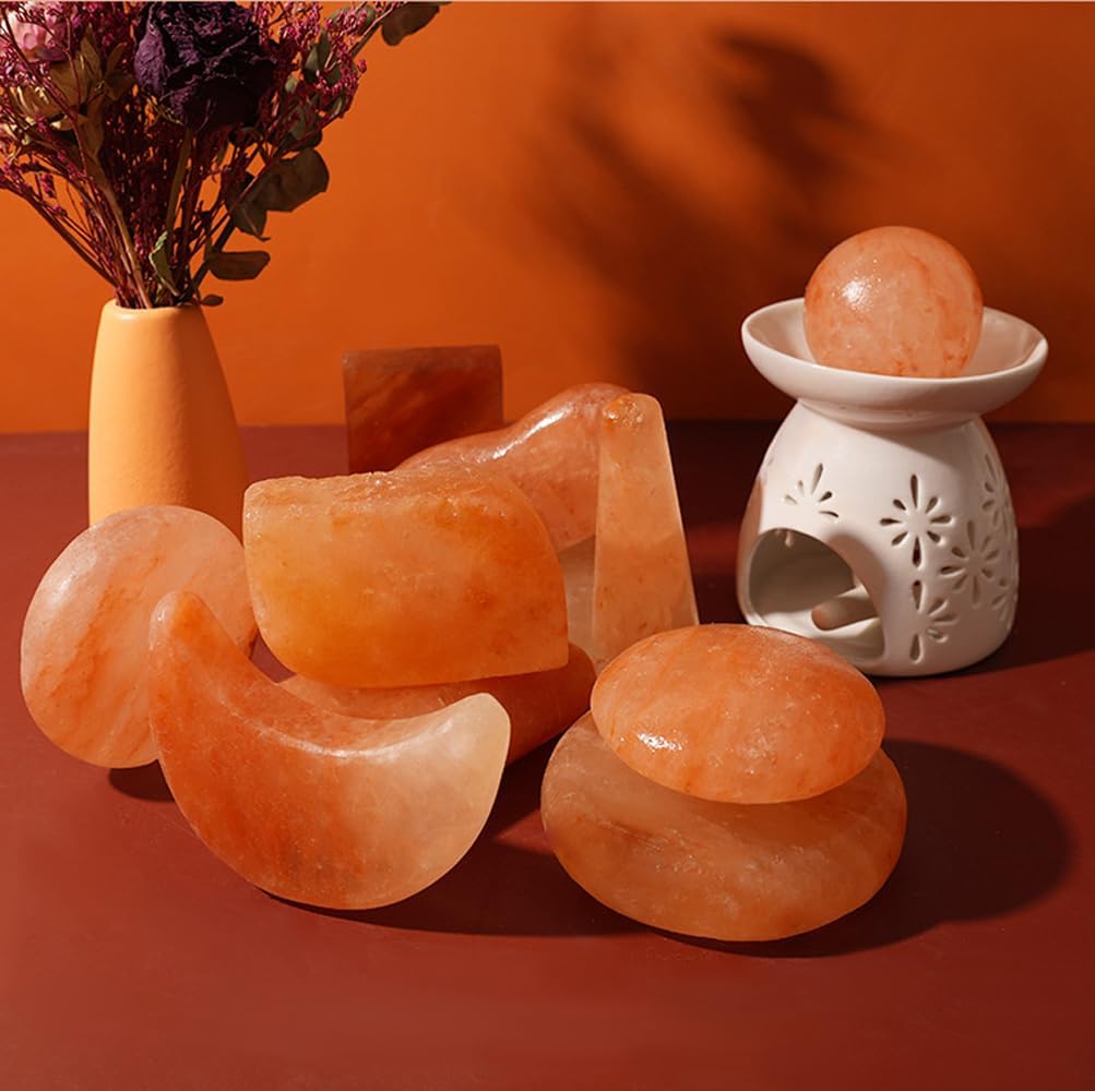 2 Pcs Mushroom Shape Himalayan Salt Massage Stones Hot Massage Cold Massage Stones Set Warm Rocks Kit for Facial SPA