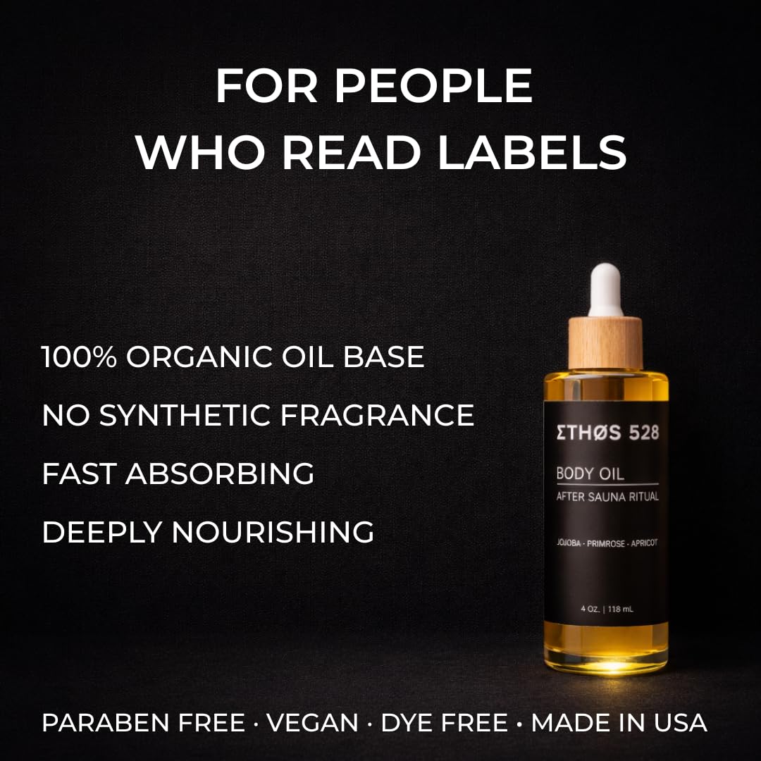 After Sauna Body Oil – Organic Jojoba, Apricot & Evening Primrose | Lightweight Nourishing Luxury Body Oil with Bergamot & Cedarwood | Vegan, Paraben Free for Sauna Recovery Ritual