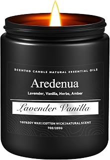 Lavender Vanilla Candle | Self-care Candle Gifts, Soy Candles for Home Scented, Aromatherapy Gifts for Women Men - 7oz Scented Candles for Home, 50 Hours Burn Time, Perfect for Relaxing Home Fragrance