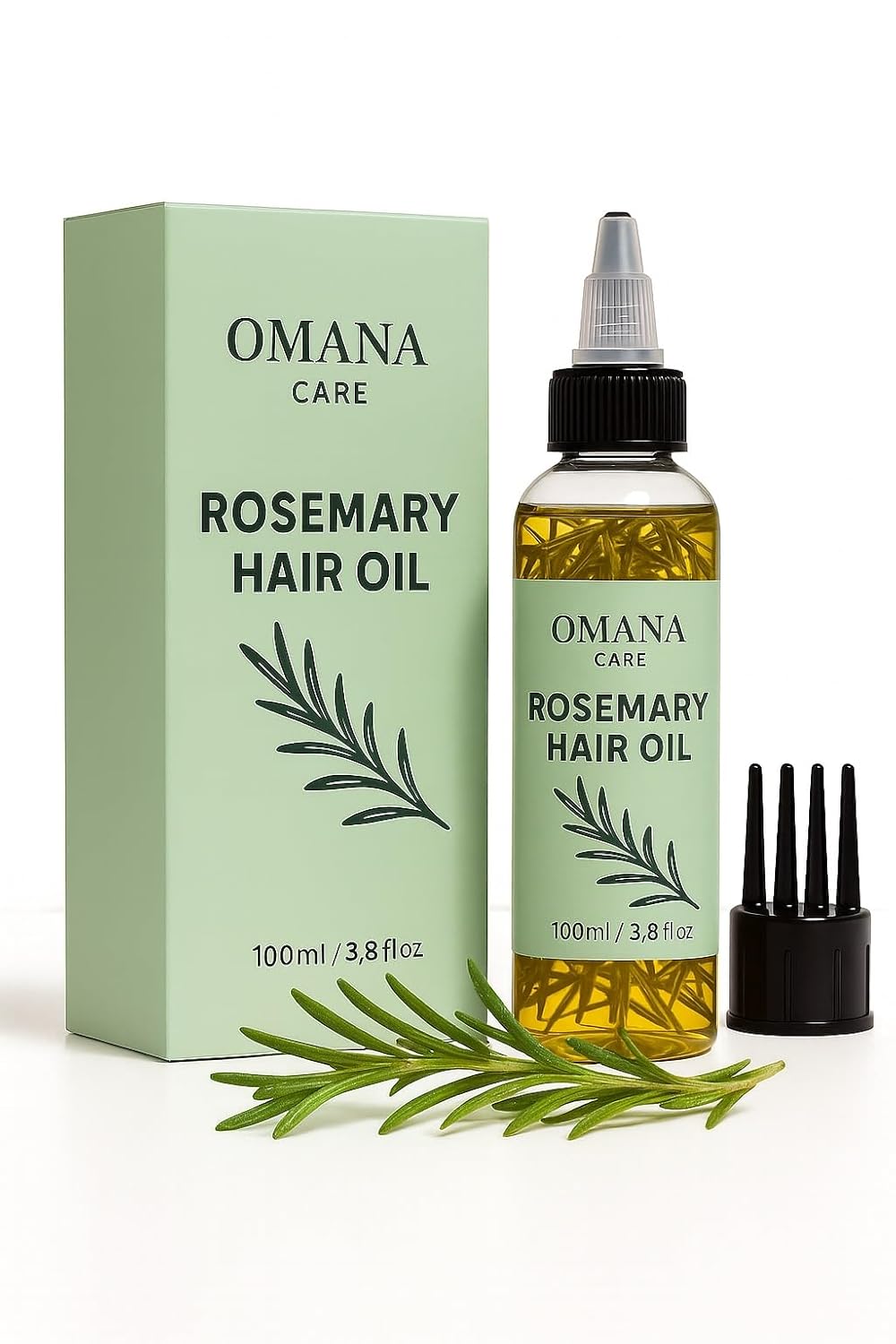 Organic Rosemary Essential Oil mixed with Castor, Argan and Tea Tree Rosemary Oil for Hair Growth (100ml/3.3fl oz) Pre-Diluted, Essential Oil, Strengthen Hair, Minimize Breakage, Stimulate Follicles