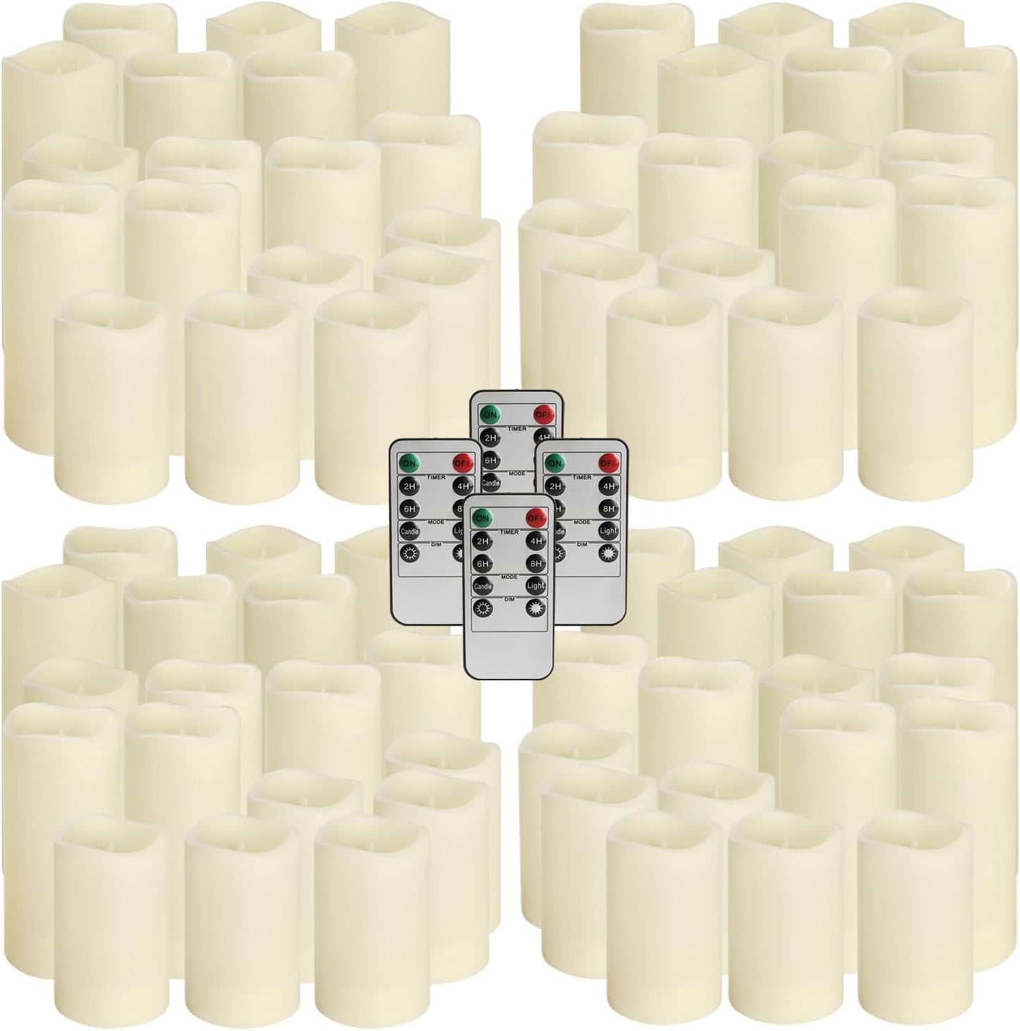 pliadvbu Flameless LED Candles 72 Pack, Outdoor Realistic Waterproof Votive Candles with 4 Remote Control and Timer for Halloween Wedding Festival Decor, (H 4" 5" 6" x D 2.2")