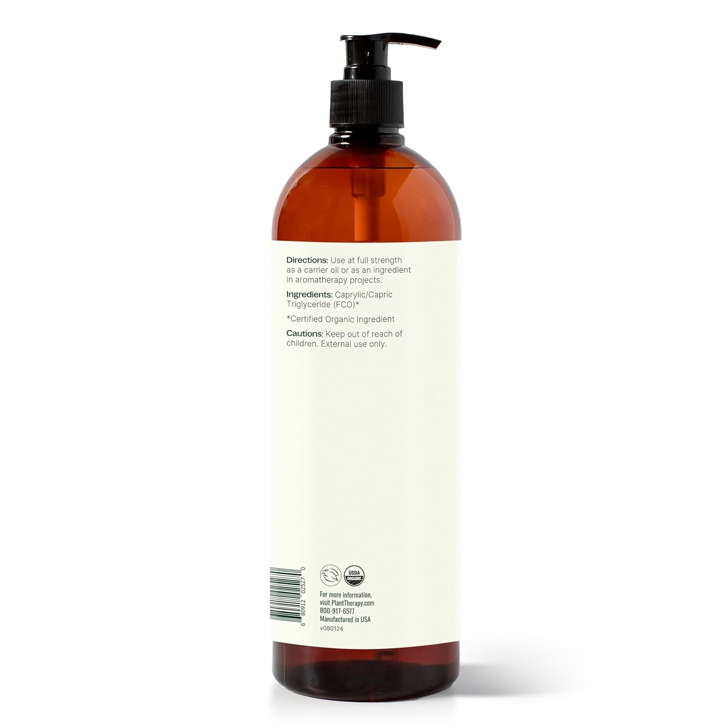 Plant Therapy Organic Fractionated Coconut Oil with Pump 32 oz, 100% Pure, USDA Certified, Liquid Coconut Oil for Essential Oils, Body Care, Massage, and Aromatherapy