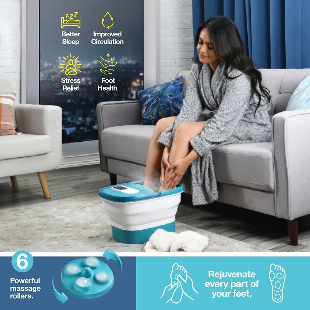 Medical king Foot Spa with Heat and Massage Electric Rotary Includes A Remote Control, A Pumice Stone, Bubbles - Motorized Shiatsu Massage Balls