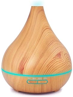 Wood Grain 400ml Essential Oil Diffuser, Ultrasonic Humidifier, Aromatherapy Diffusers with Waterless Auto-Off, for Bedroom/Office/Yoga Room