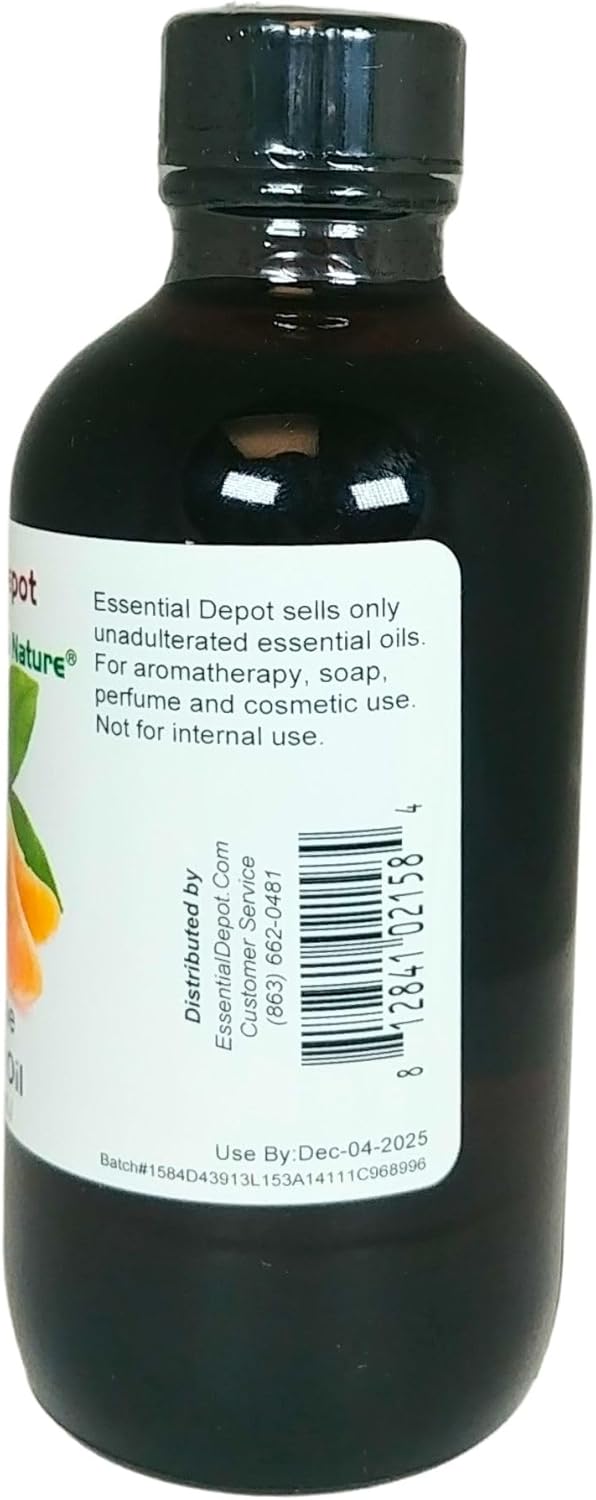 Essential Depot Tangerine Essential Oil - GC/MS Tested - Supplied in 4 oz. Amber Glass Bottle with Black Phenolic Cone Lined and Safety Sealed Cap
