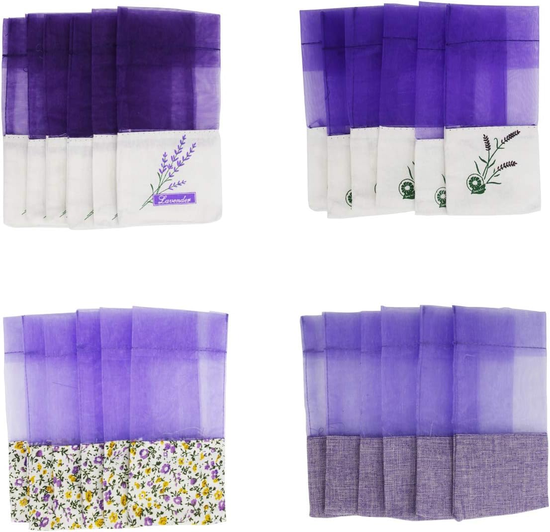 Lozom Sachet Empty Bags Purple Gauze Cotton-Ramie Sacks for Lavender, Spice and Herbs (24pcs)