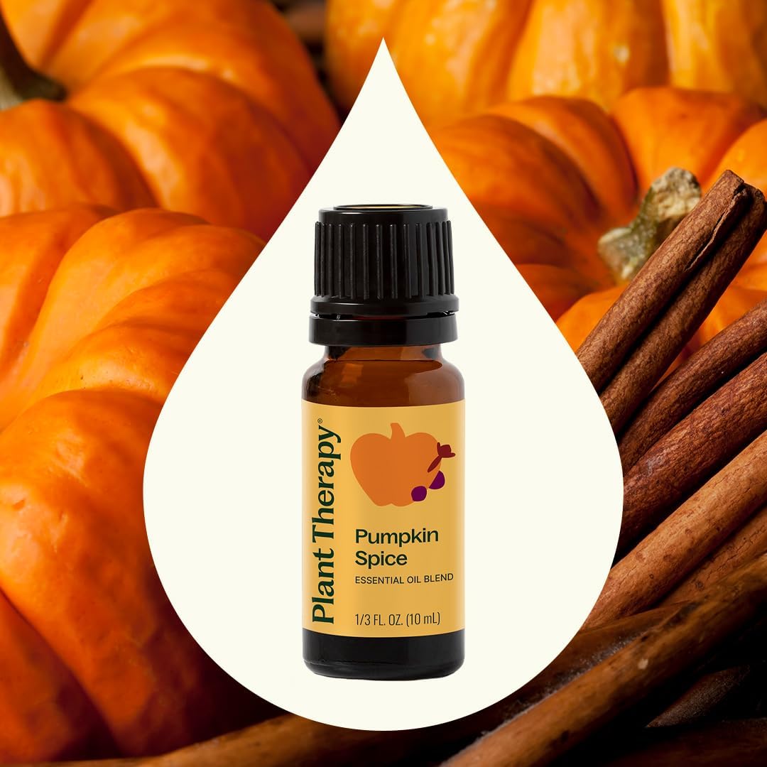 Plant Therapy Pumpkin Spice Fall Essential Oil Blend 10 mL (1/3 oz) Warm & Cozy Blend of Spices, Perfect Fall Scent, Mood-Boosting & Inviting
