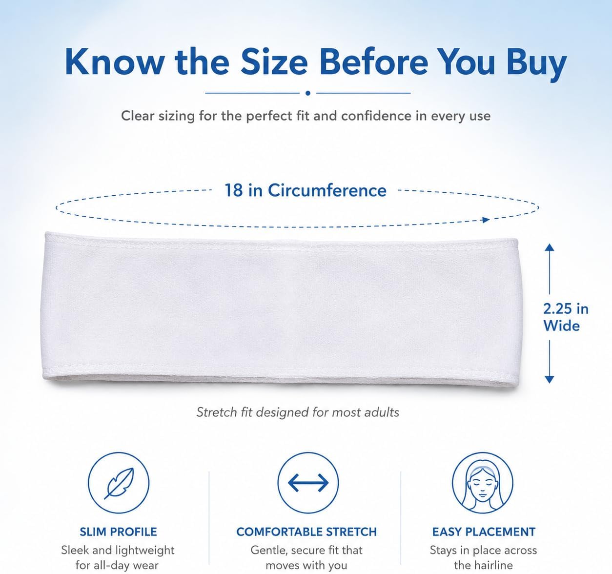 ForPro Professional Collection Stretch Headbands - Moisture Absorbent Disposable Spa - 2.25” W x 18” C - 48-Count