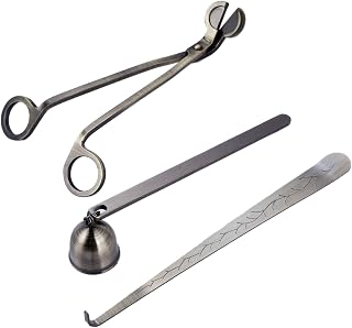 MUXSAM 3 in 1 Candle Accessories Set, Wick Trimmer, Snuffer, Dipper, Cutter for Candles, Home, Wedding, Party (Silver)