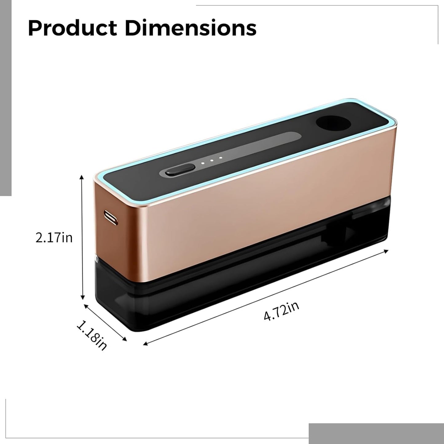 USB Rechargeable Essential Oil Nebulizer, 0.5L Mini Aromatherapy Diffuser, Alloy Body, Led Lighting, Touch Control, Three Mist Modes
