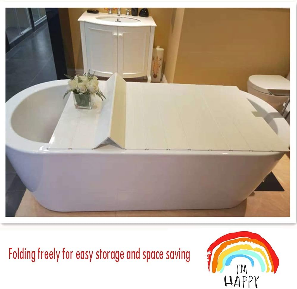 Bathtub Cover, Bathtub Insulation Board Dust-Proof Cover Folding Bathroom Trays for Soaking Tub Bubble Bath Smooth Surface and Seam, 23 Sizes (Color : White, Size : 65cmx95cmx0.6cm) (White 8