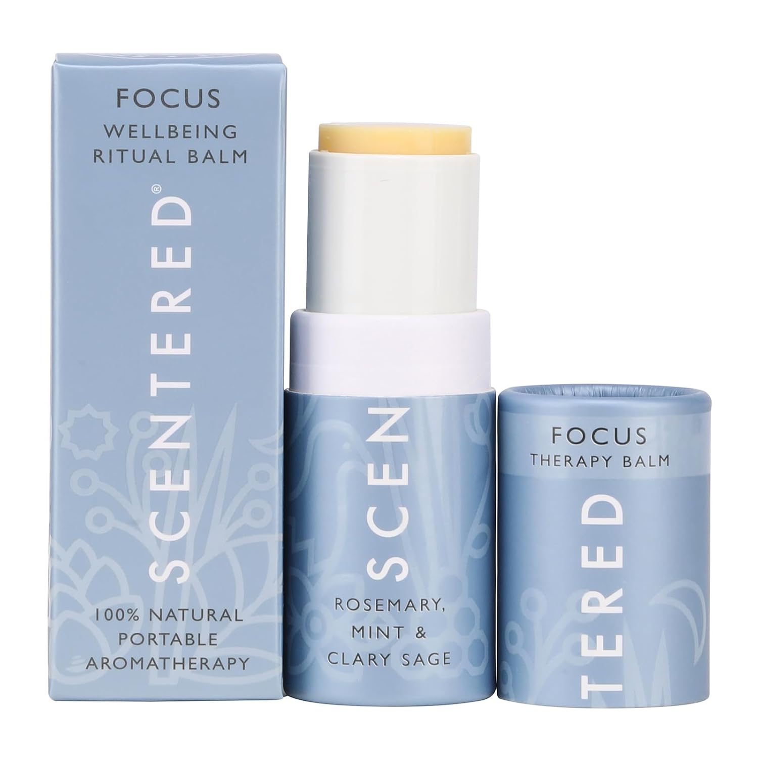 Scentered Aromatherapy Balm Stick for Focus & Concentration - Roll On Essential Oils Blend with Rosemary, Mint, Clary Sage in Shea Butter - Aromatherapy Gifts for Women