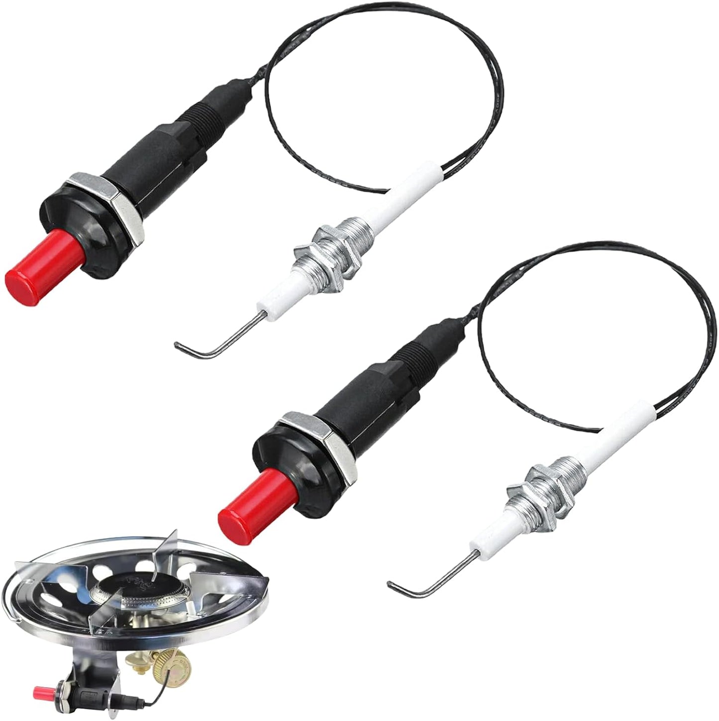 Grill Igniter, Long Nose BBQ Lighter – Upgraded Piezo Electric Push-Button Igniter for Gas Grill, Fire Pit, Camping Stove, Candle(2 Set)