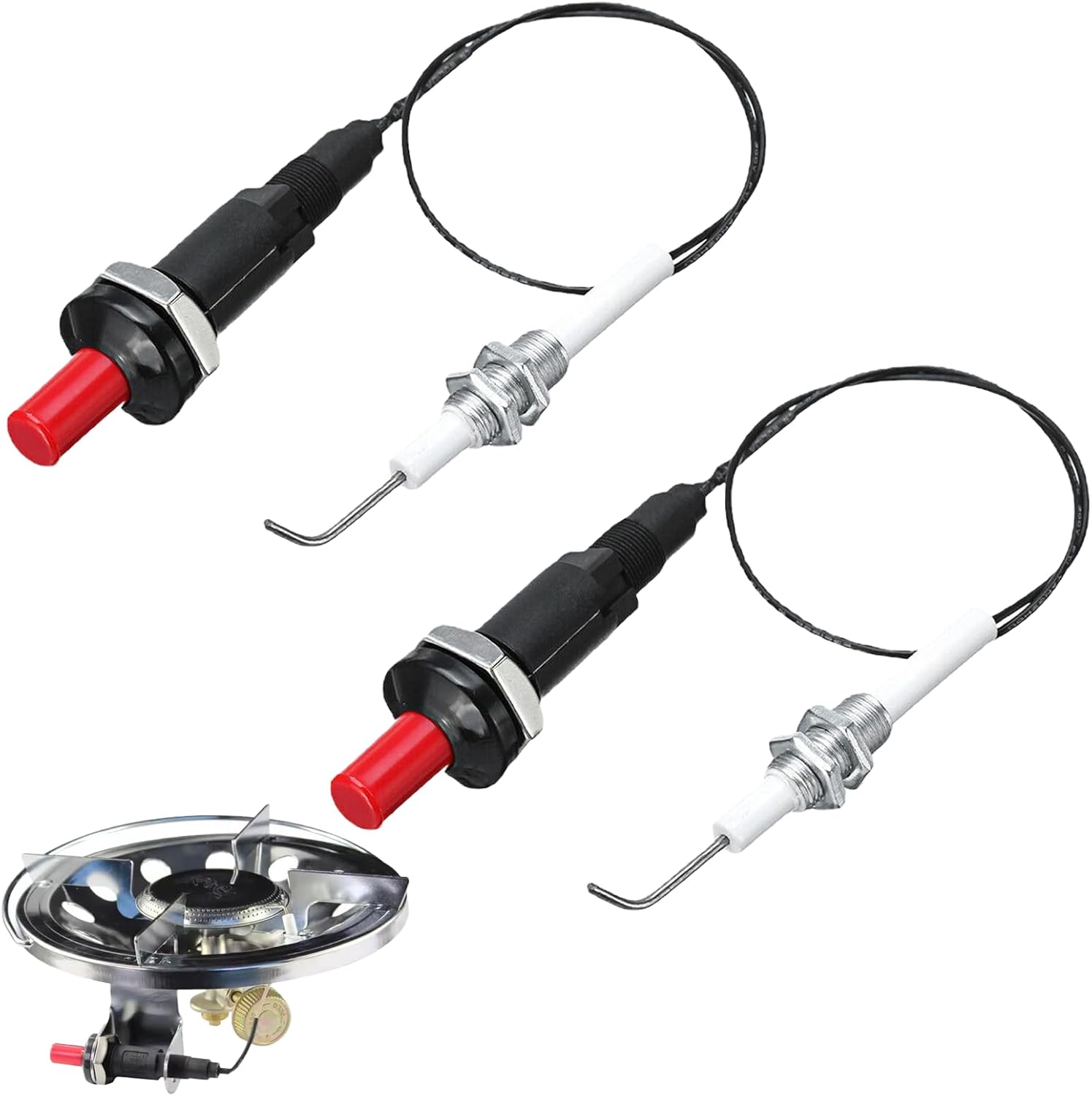 Grill Igniter, Long Nose BBQ Lighter – Upgraded Piezo Electric Push-Button Igniter for Gas Grill, Fire Pit, Camping Stove, Candle(2 Set)