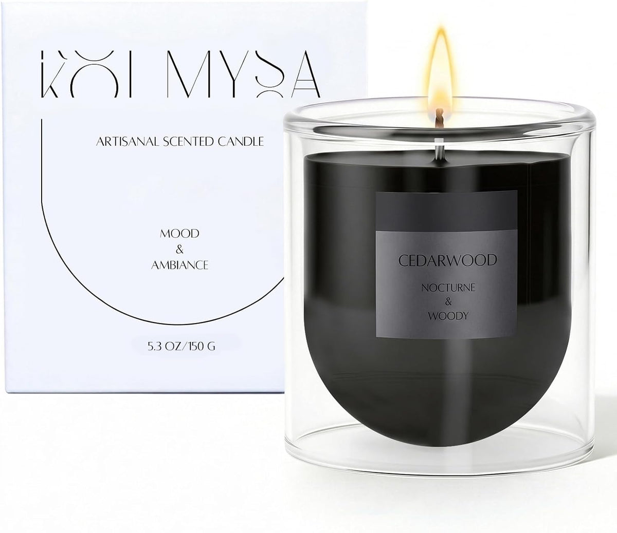 Cedar and Pine Scented Black Candle for Women Mens