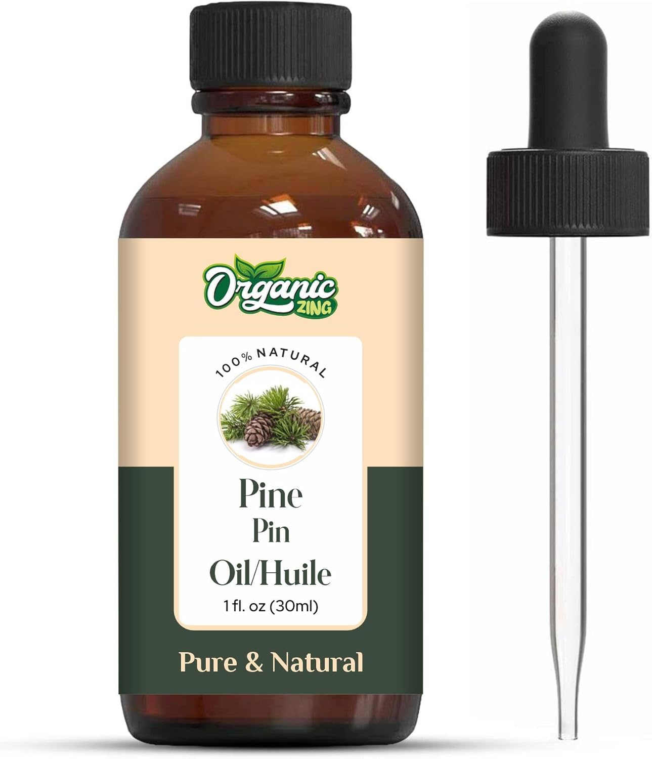 Organic Zing Pine Oil 30 ml (1.01 fl oz) – Steam Distilled Fresh Woody Aromatic Oil for Diffusion Blends, Household Cleaning Formulations & Natural Fragrance