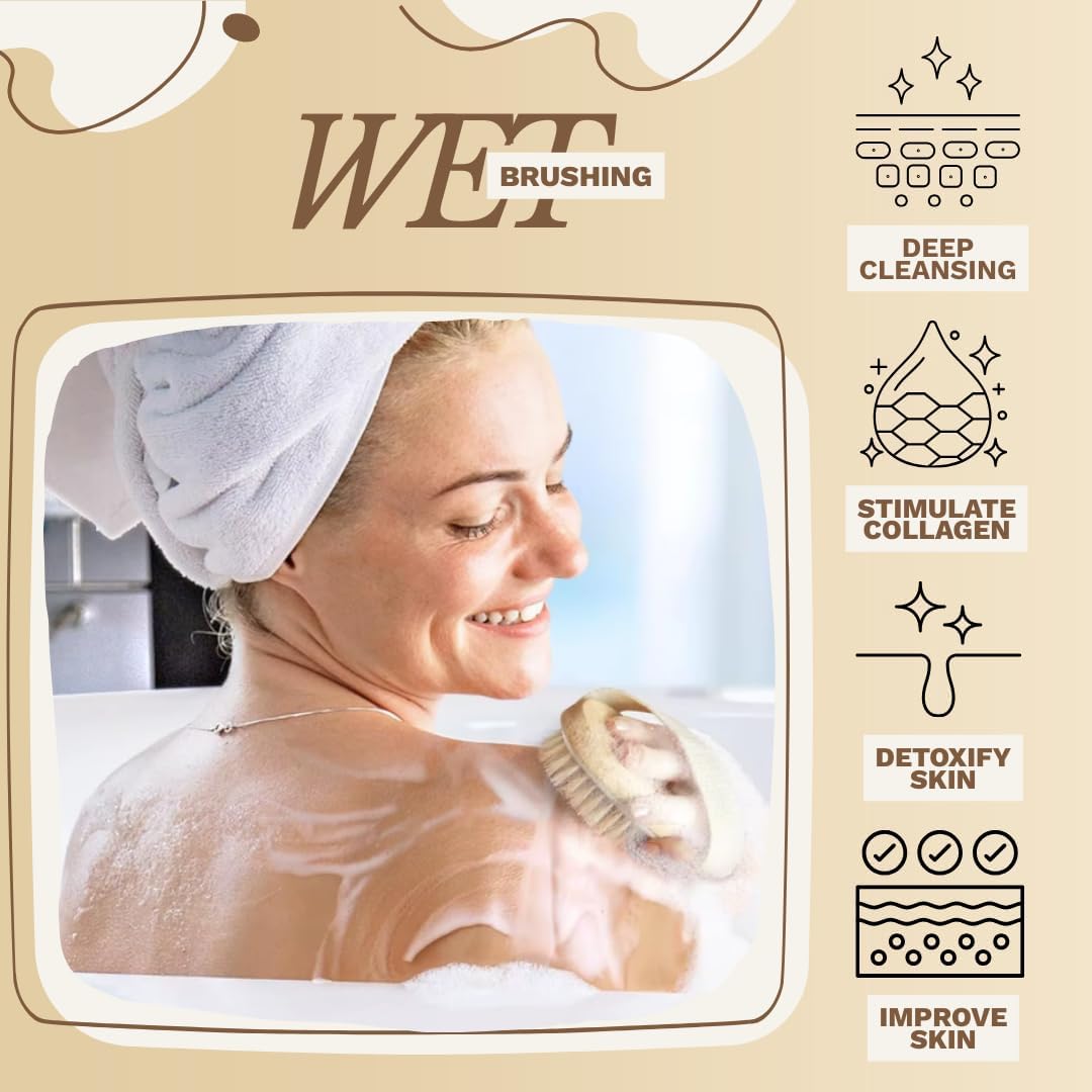 Dry Body Brush – Eco-Friendly Natural Bristles for Gentle Exfoliation, Skin Renewal, Improved Circulation & Lymphatic Support – Perfect Detox & Spa Self-Care Accessory