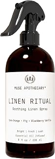 Muse Apothecary Linen Ritual - Aromatic, Soothing, and Relaxing Linen Mist, Laundry and Fabric Spray - Infused with Aromatherapy Essential Oils - 8 oz, Cara Orange + Fig + Blackberry Vanilla