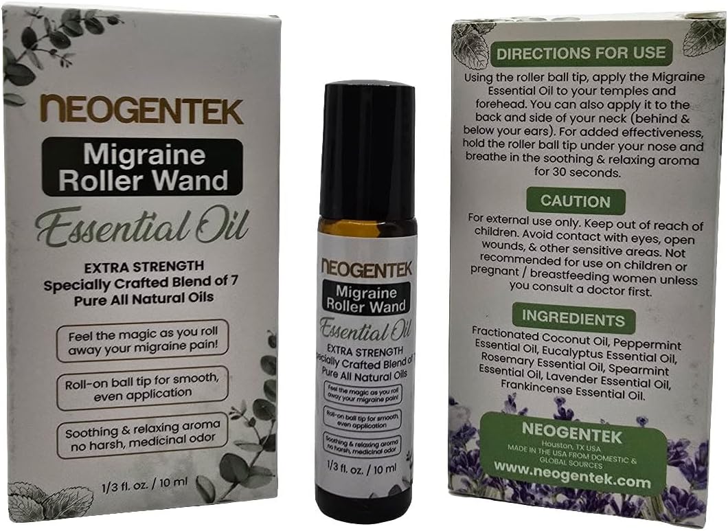 Migraine, Sinus Essential Oil Roller | Crafted Blend of 7 Powerful Essential Oil | Natural Comfort & Relaxation – Aromatherapy Roll-On for Headache, Sinus 10ml