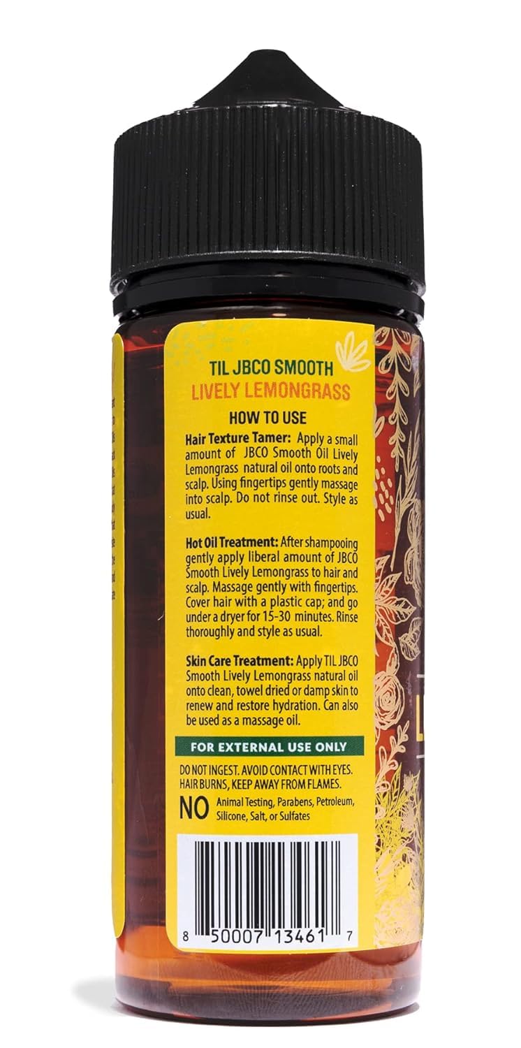 Tropic Isle Living Smooth Natural Oils, Lemongrass Essential Oil with Jamaican Black Castor Oil Blend for Natural Skin & Hair Care Treatment, Refreshing Fragrance