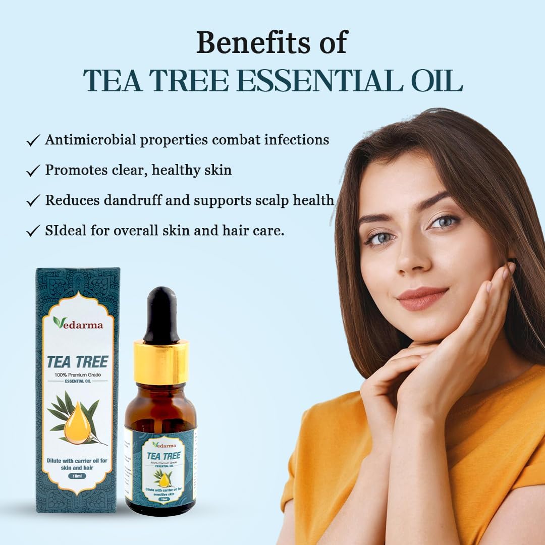 Tea Tree Essential Oil, 100% Pure and Natural, for Skin and Hair Care 10ml