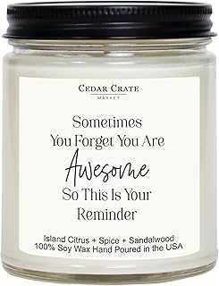 Cedar Crate Market Inspirational Candle Gifts for Women, Thank You Gifts for Women Island Citrus Spice Sandalwood Soy Wax Scented Jar Candle, Best Friend Candle Present Hand Poured in USA, 9oz