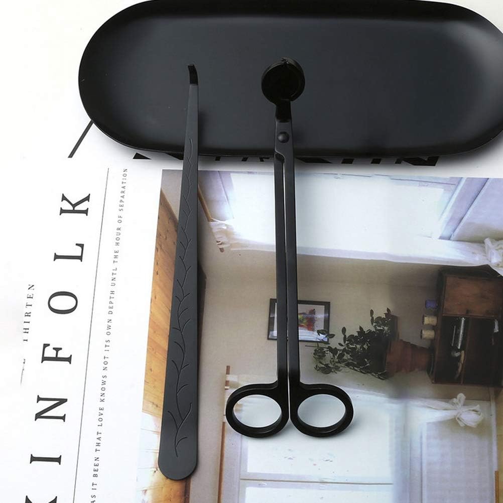 SUMAJU 2 in 1 Candle Accessory Set - Wick Trimmer & Dipper, Stainless Steel Cutter Scissor for Candle Lovers (Black)