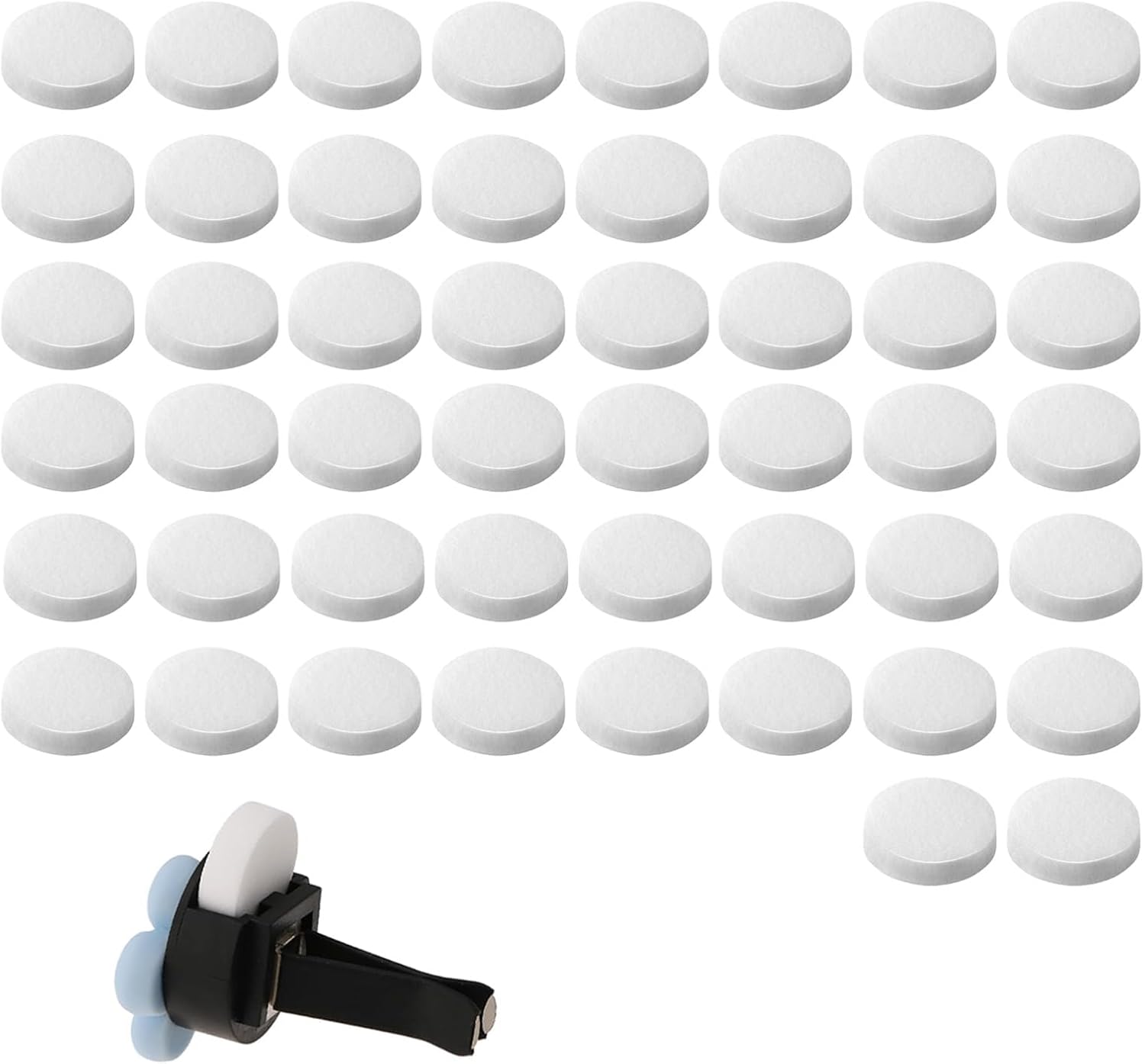 Round Essential Oil Diffuser Pad - 50 PCS Car Air Freshener Refill Felt Pads, Diffuser Refill Pads, Unscented Essential Oil Perfume Refill Pad, Mini Microfibre Air Filter Scent-Pads for Vent Clips