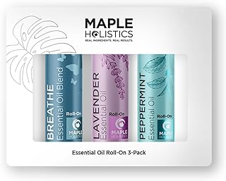 Headache Roll on Essential Oils - Aromatherapy Essential Oils Sets Variety Pack with Peppermint Clarify and Breathe Essential Oil Roll Ons - Fun & Cute Wellness Gift for Young Women Teens & Girls