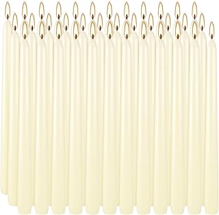 YOROXRG 36 Pack Ivory White Taper Candles, 7-8 Hours Burn Time, Unscented, Smokeless and Dripless, 0.8 x 10 Inch Dinner Candle Set for Household, Wedding, Party and Home Décor Candlesticks