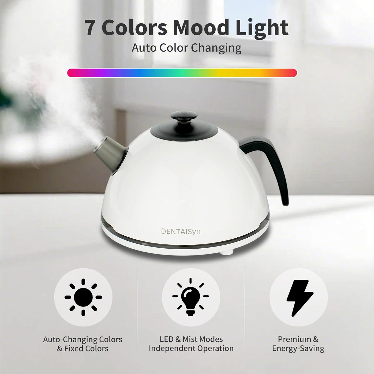DENTAISyn Aroma Diffuser,400ML Large Essential Oil Diffuser: Ultrasonic Cool Mist Humidifier, 14-Hour Long-Lasting Aromatherapy,7 Color Lights, Auto-Off for Home/Bedroom/Yoga (Minimalist White)