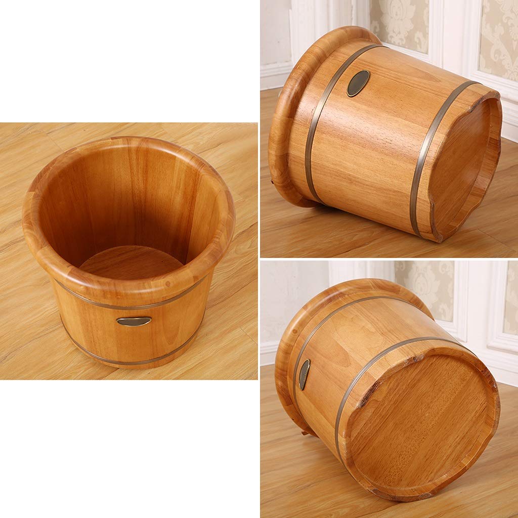 Wooden Bubble Basin Footbath Foot Bath Barrel Household Smooth And Delicate Pedicure Barrels With Lid Massager(With Universal Wheel)