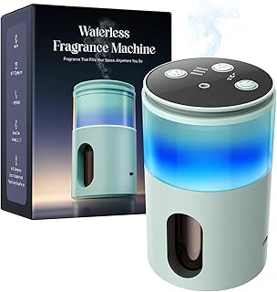 Waterless Essential Oil Diffuser: 𝟗 𝐂𝐨𝐥𝐨𝐫𝐬 𝐋𝐄𝐃 Scent Diffuser for Home&Car&Office - Portable Diffuser with 48H Battery, 4 Timers & 3 Mist Levels, Light Green