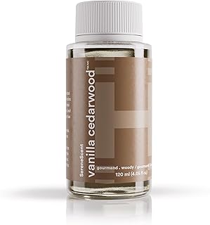 Homedics SereneScent Waterless Diffuser Oil — Vanilla Cedarwood, Natural & Clean Home Fragrance, 120ml, for Relaxing & Cozy Home Ambiance, Compatible with SereneScent Diffusers, Easy Twist Plug & Play